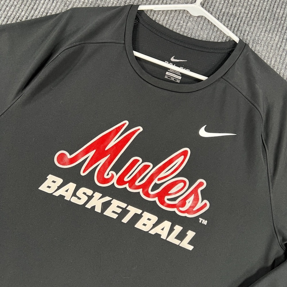 Central Missouri Mules Shirt Mens 2XL XXL Black Nike Long Sleeve Basketball MIAA